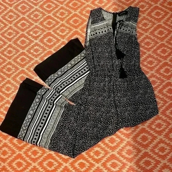 MINKPINK Jumpsuit Nordstrom Aurora Jumpsuit Black Printed Crop Wide Leg XS - Picture 12 of 16